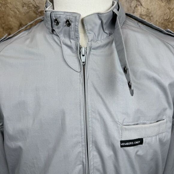 Members Only Vintage 80's Classic Cafe Racer Bomber Jacket Mens 42 Medium Gray - Picture 2 of 13